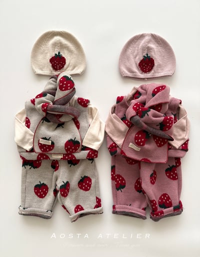 AOSTA19｜(0y-4y) 草莓印花針織帽2