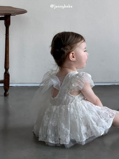 JE706｜(66-120cm) 玫瑰薄紗緞帶包屁衣/洋裝6