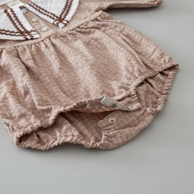 LEMONADE40｜(55cm-85cm) 2色格紋翻領包屁衣含帽子17