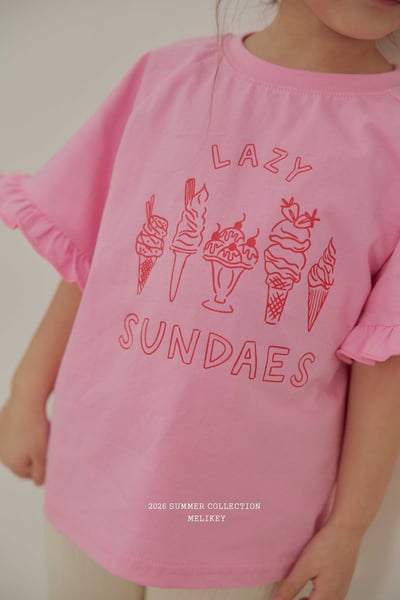 Melikey04｜(75-125cm) 冰淇淋印花荷葉袖上衣13