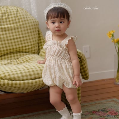 bebe nine39  (6m-24m) 2色荷葉吊帶包屁衣9