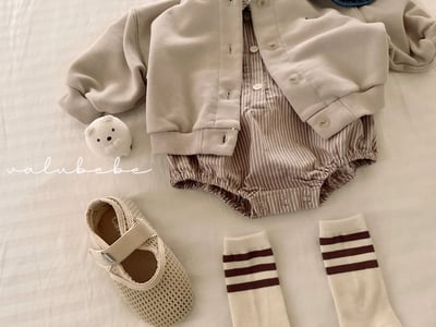 Valubebe54｜(65-80) 條紋襯衫包屁衣4