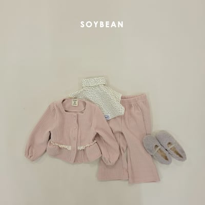 Soybean15｜(75cm-118cm) 荷葉蕾絲邊開襟外套喇叭褲套裝11