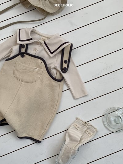 Bebe holic52｜(6m-18m) 滾邊吊帶包屁褲3