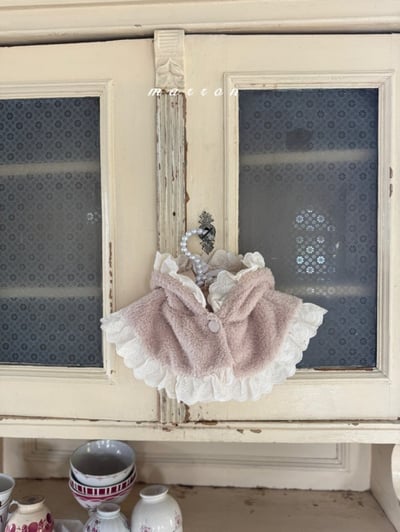 Marron 10｜(1y-6y) 刷毛蕾絲荷葉連帽斗篷3