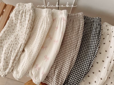 Valubebe67｜(65-90) 棉麻印花縮口褲19