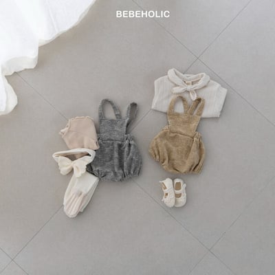 Bebe holic11｜(3m-18m) 燈芯絨花紋吊帶包屁衣18