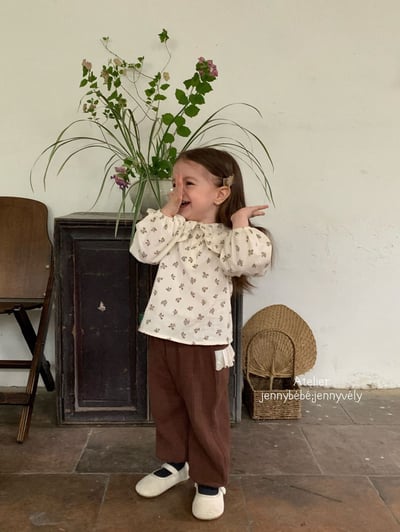 JE576｜(73-100cm) 花邊翻領碎花襯衫/棉紗花邊束口褲12