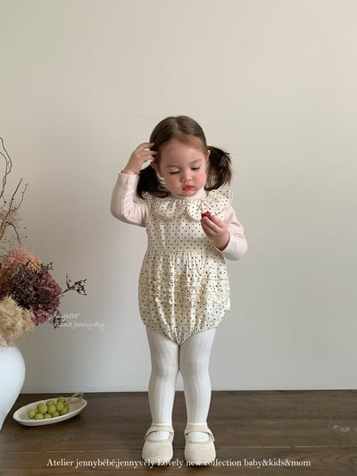 JE594｜(66cm-90cm) 可爱圓點娃娃領包屁衣/高領上衣6