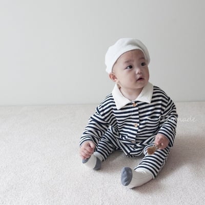 LEMONADE48｜(55cm-85cm) 2色有領條紋連身衣3