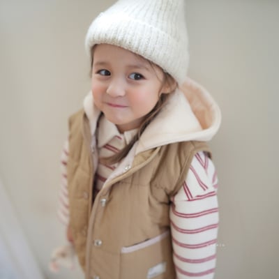 neneru35｜(85cm-125cm) 1色絎縫口袋連帽背心6