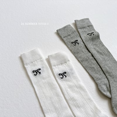 vivid03｜(3~6y) 緞帶刺繡過膝襪(1組2雙）4