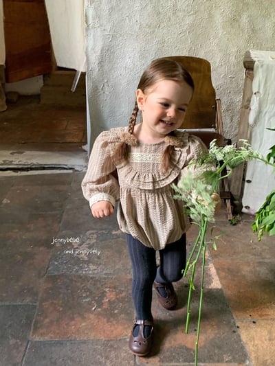 JE574｜(66-90cm) 花邊領條紋包屁衣14