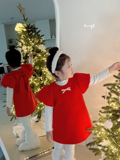 gioiello04｜(85-130cm) 公主袖蝴蝶結洋裝10