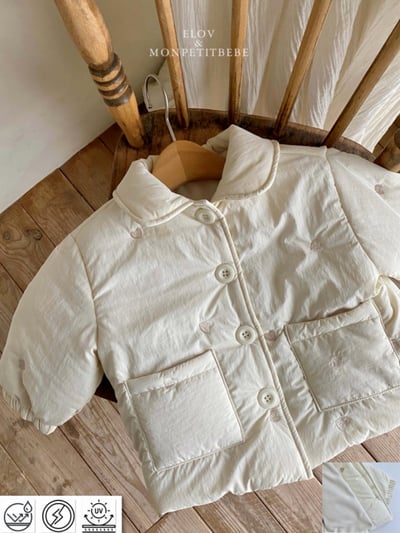 Monpetitbebe11｜(70cm-110cm) 愛心刺繡夾層棉外套15