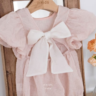 M-KIDS34｜(65-80cm) 玫瑰緞帶包屁衣2