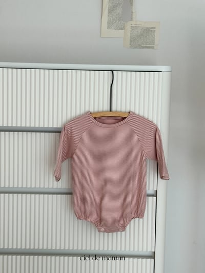 Cieldemaman04｜(6M~15M)  4色條紋長袖包屁衣服10