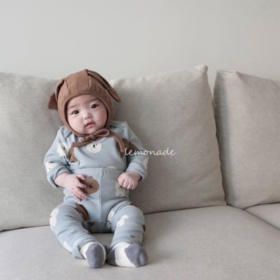 LEMONADE46｜(55cm-85cm) 2色小熊包屁衣長褲含帽子9