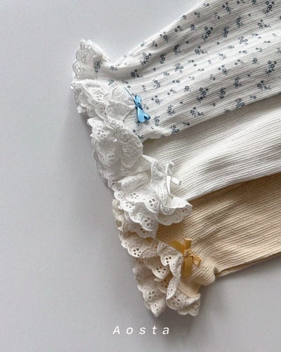 AOSTA39｜(6m-5y) 3款山茶花蕾絲邊褲3