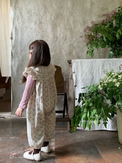 JE559｜(73-100cm) 蕾絲花邊領壓紋上衣/碎連身褲15