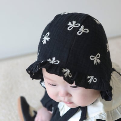 LEMONADE36｜(55cm-85cm) 2色蝴蝶結刺繡包屁衣含帽子7