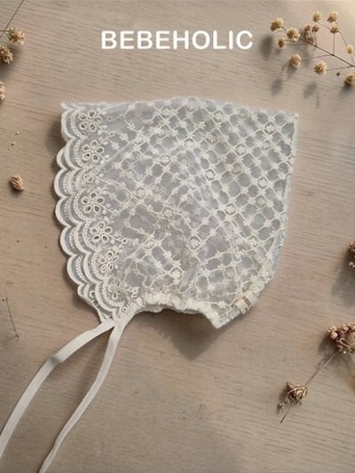 Bebe holic62｜(Free) 蕾絲花邊綁帶帽8