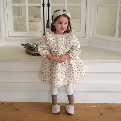 neneru33｜(85cm-125cm) 1色荷葉袖碎花包屁衣1