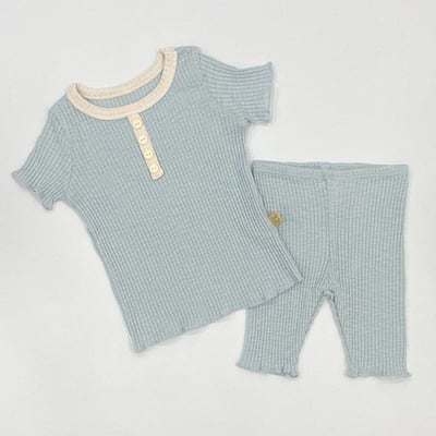 LIME&BLUE03｜(80-118cm)  素色鈕釦居家服7