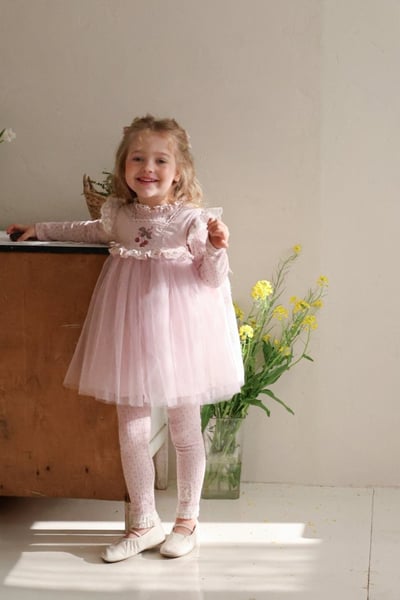 FLO16｜(75-140) 2色蕾絲滾邊薄紗洋裝9