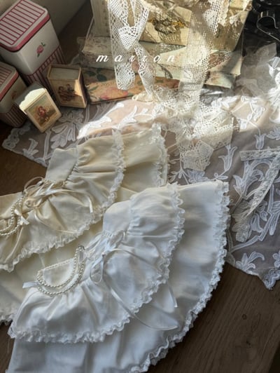 Marron53｜(1y-6y) 蕾絲層次褲裙不含珍珠吊墜4