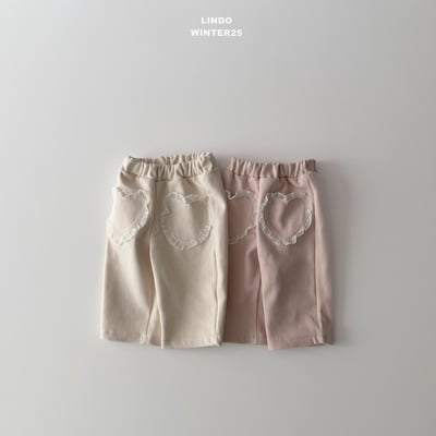 Lindo55｜(80cm-125cm) 蕾絲愛心直筒褲1