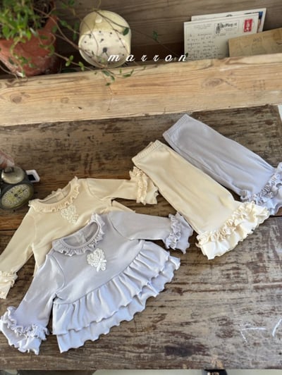 Marron10｜(1y-6y) 層次荷葉滾邊套裝1