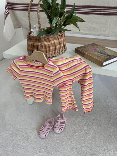 LePetitmot16｜(80-125cm) 木耳邊條紋套裝9