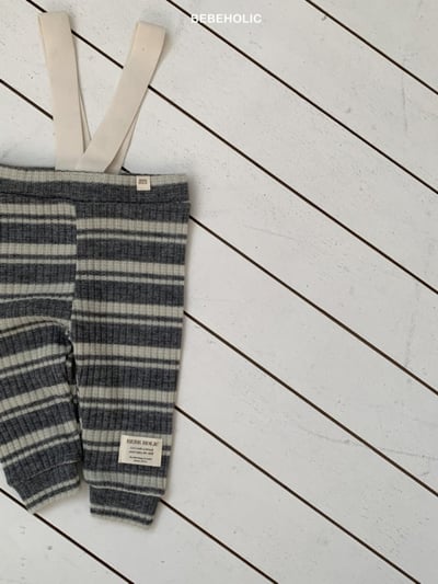 Bebe holic60｜(3m-18m) 條紋吊帶緊身長褲4