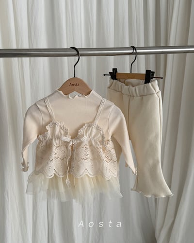 AOSTA35｜(6m-5y) 捲邊薄紗澎澎裙擺上衣9