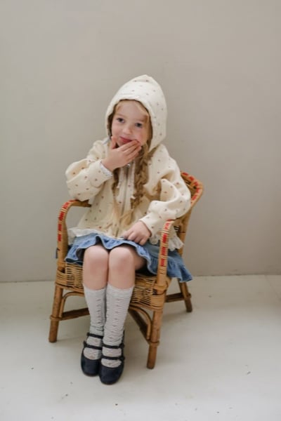 FLO15｜(75-140) 2色蕾絲碎花連帽外套17