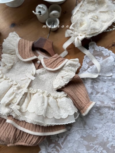 Marron 39｜(3m-18m) 法式簡約針織洋裝包屁衣3