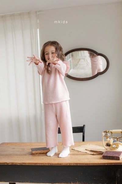 M-KIDS36｜(65-115cm) 2色磨毛荷葉捲邊套裝10