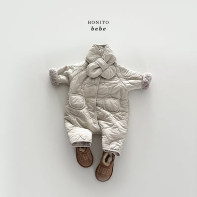 Bonito60｜(3m-18m) 絎縫刷毛連身衣含圍巾10