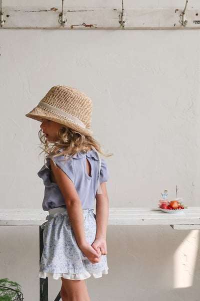 FLO32｜(75-140) 田園碎花荷葉滾邊短褲8