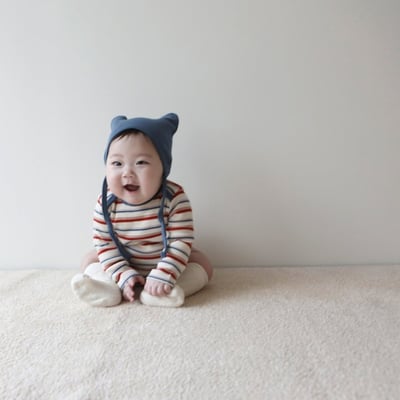 LEMONADE33｜(55cm-85cm) 2色雙條紋包屁衣含帽子7