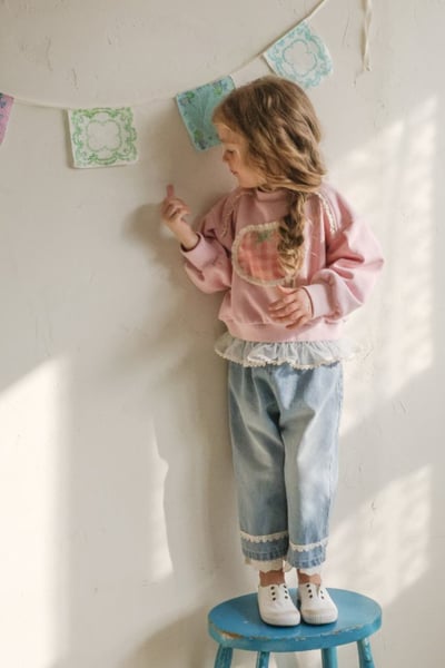 FLO12｜(75-140) 2色番茄碎花布蕾絲上衣10