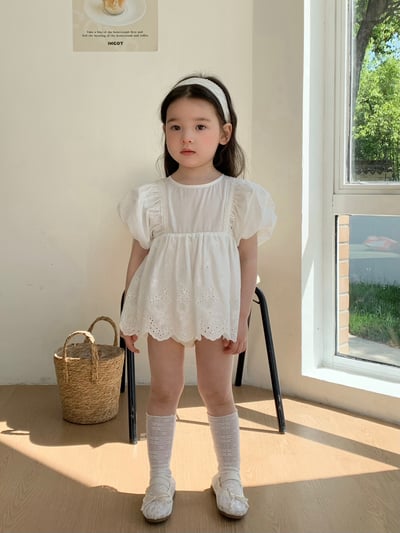 JE36｜(66-90cm) 泡泡袖花邊包屁衣9