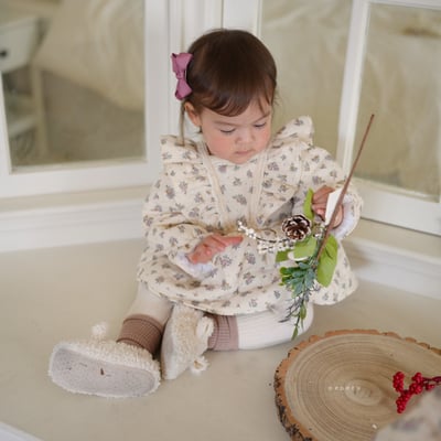 neneru05｜(60cm-85cm) 1色荷葉袖碎花包屁衣8