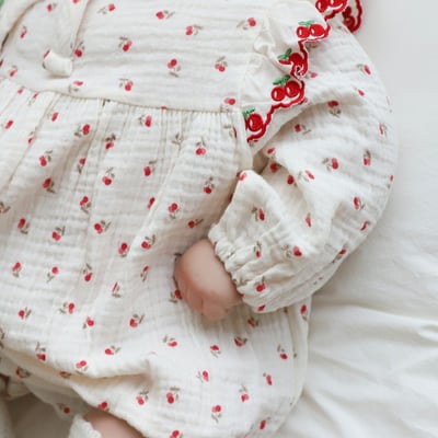 LEMONADE05｜(55cm-85cm) 2色滿版櫻桃/碎花包屁衣含帽子24