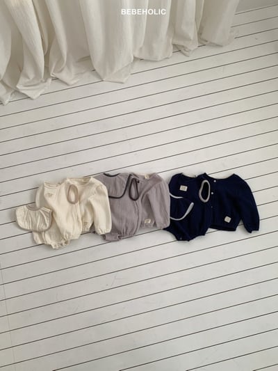 Bebe holic25｜(3m-18m) 棉麻滾邊包屁衣10