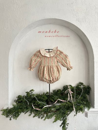 MONBEBE30｜(3m-24m) 聖誕花卉荷葉領包屁衣11