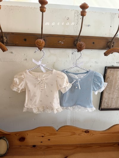 Marron32｜(1y-6y) 蕾絲花邊鈕釦上衣2