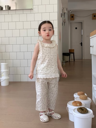 JE44｜(73-120cm) 碎花荷葉背心長褲套裝7