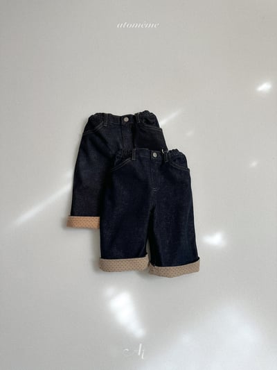 AT04｜(70-110) 波點拼布反摺牛仔褲2